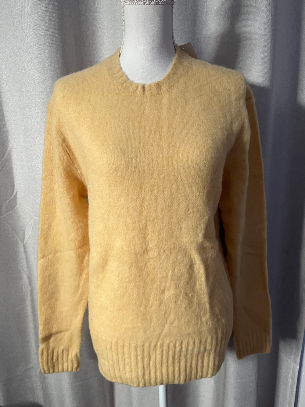 NEW! Polo by Ralph Lauren Yellow Crewneck Sweater with Brown Elbow Patch - Picture 2 of 16